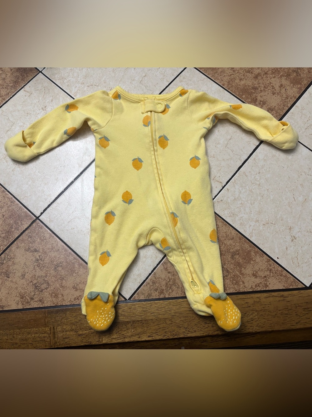 Carter's Yellow Lemon Print Footed One-Piece